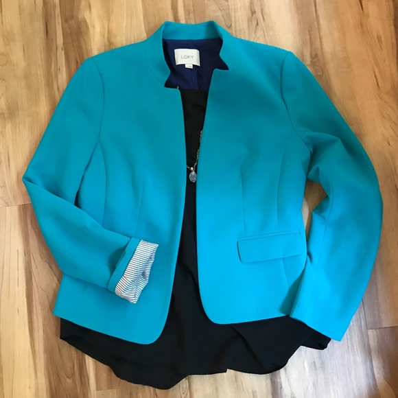 LOFT Jackets & Blazers - Loft blazer size 8 teal with stripped lining